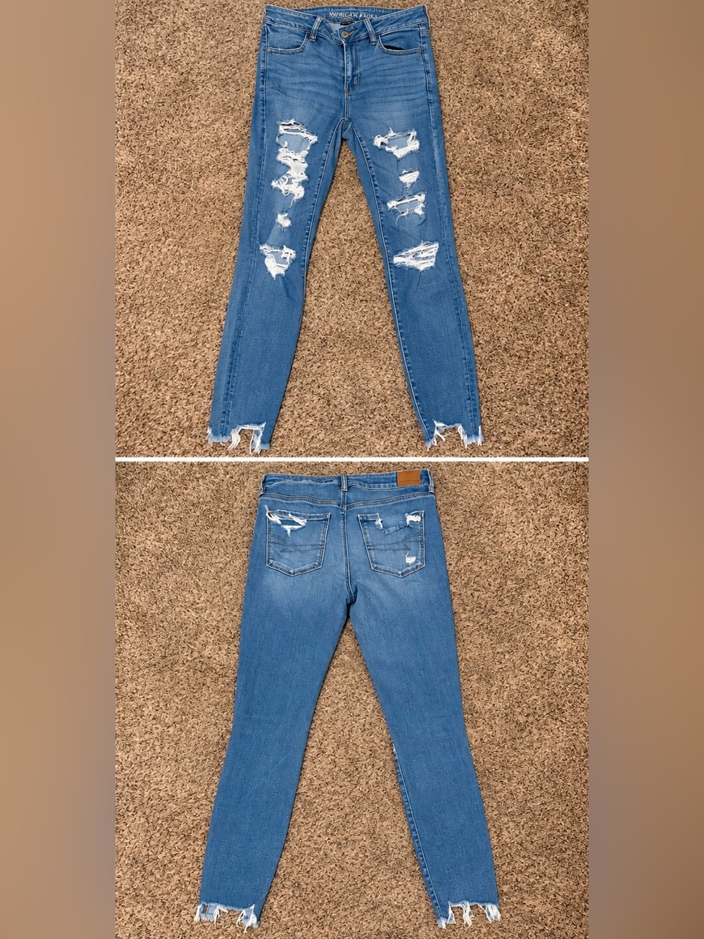 American Eagle Outfitters Ripped Light Blue Skinny Jeans